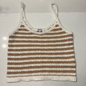 Madewell Cream and Brown Striped Camisole Small
